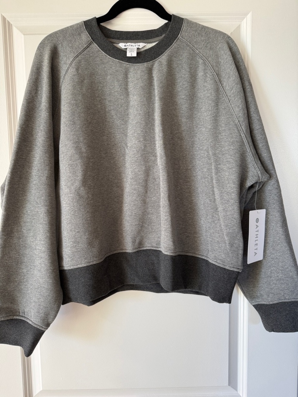 Athleta Two-Tone Gray Easy Fleece Crew Sweatshirt